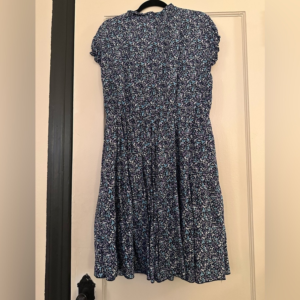 Floral Cap Sleeve Mock Neck Dress